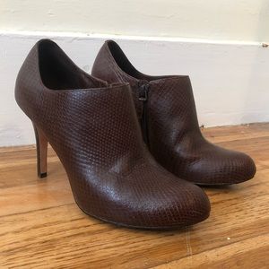 Cole Haan Snakeskin Brown Ankle Boots